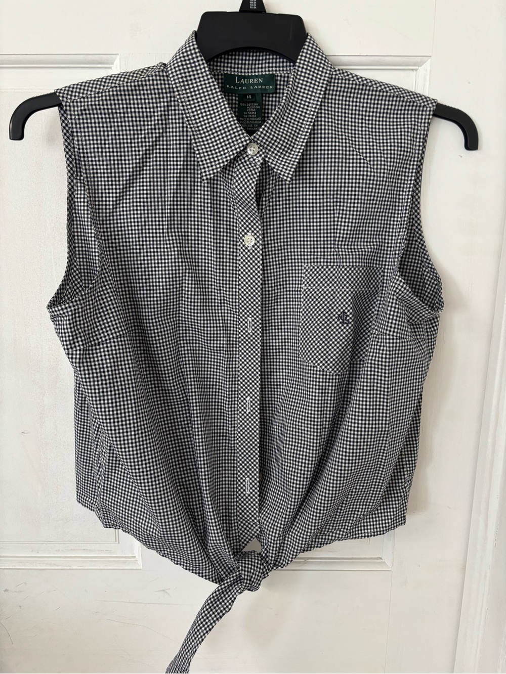 Lauren Ralph Lauren women’s  Navy and White Gingham Dress Shirt